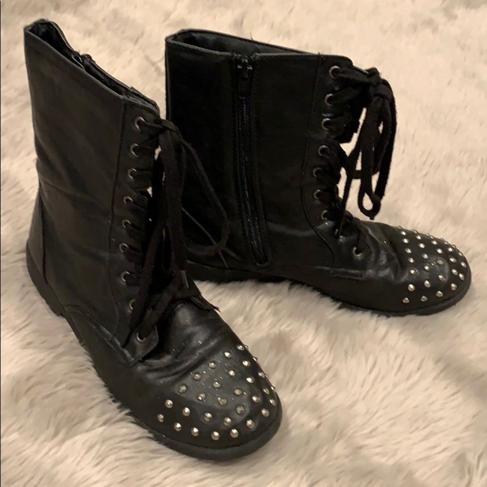 Candies Black studded combat boots